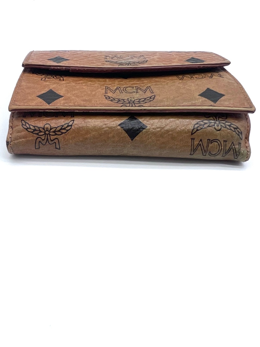 Vintage MCM Visetos Trifold Wallet Cognac Leather Made in Germany - Picture 7 of 15